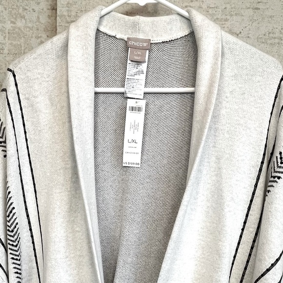 NWT Chicos Open Knit Eru Ruana Women's Cardigan Sweater Sz XL Shine Plaid - Picture 2 of 13